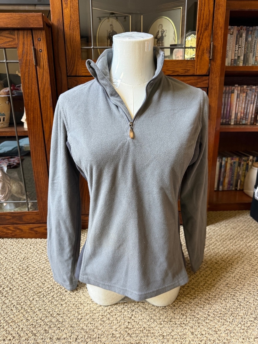 Champion grey fleece long sleeve zip up pullover